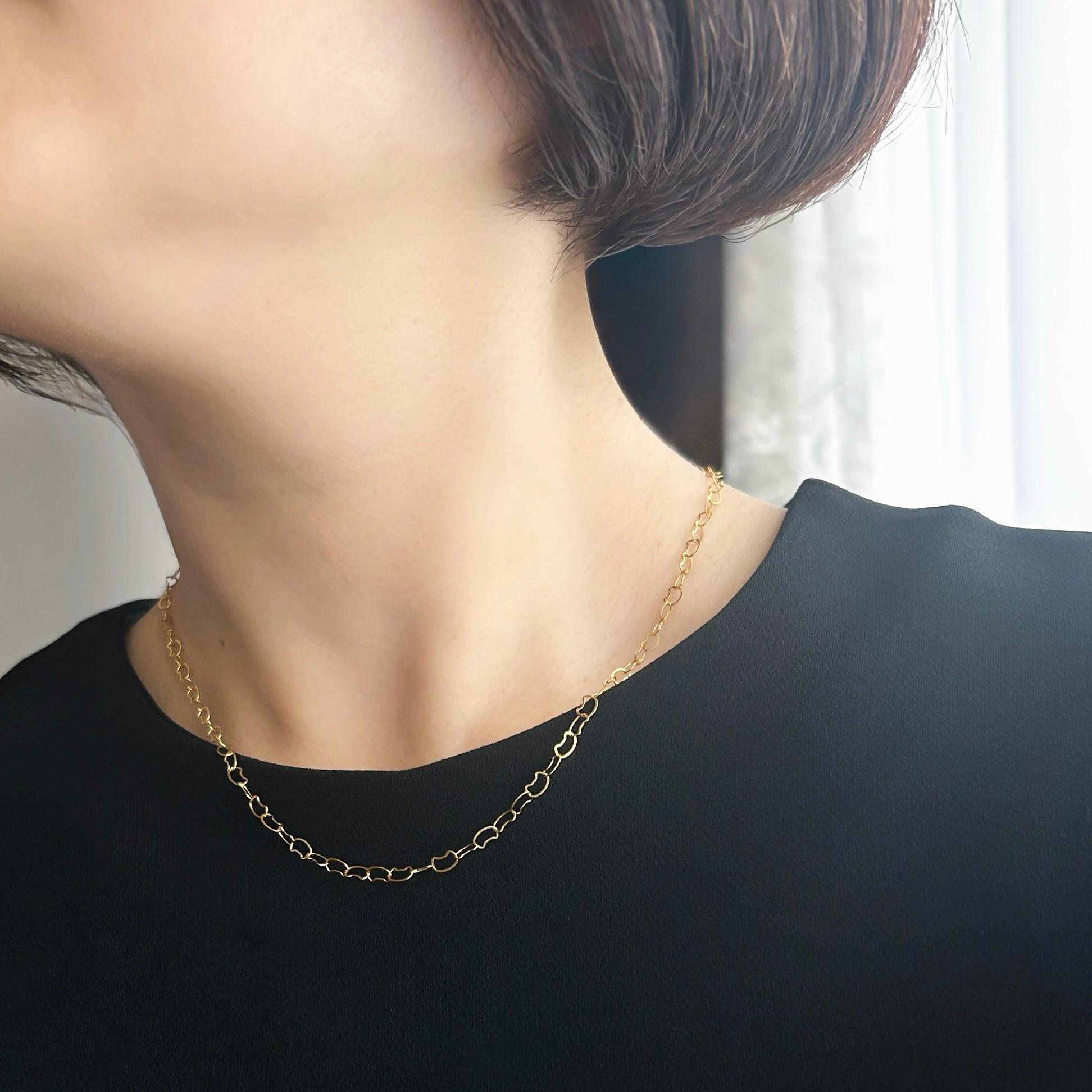 ✧まいにち猫パレード！✧ シンプルに楽しむ 猫チェーンネックレス｜45cm・1連・14kgf 【猫の日】